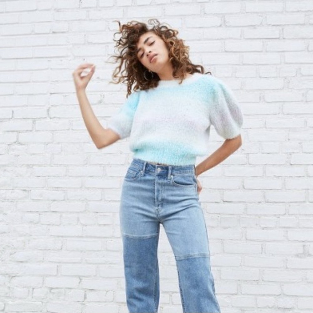 Wild Fable Fuzzy Ombre Puff Sleeve Sweater – Blue Multi, Size Small, NWT